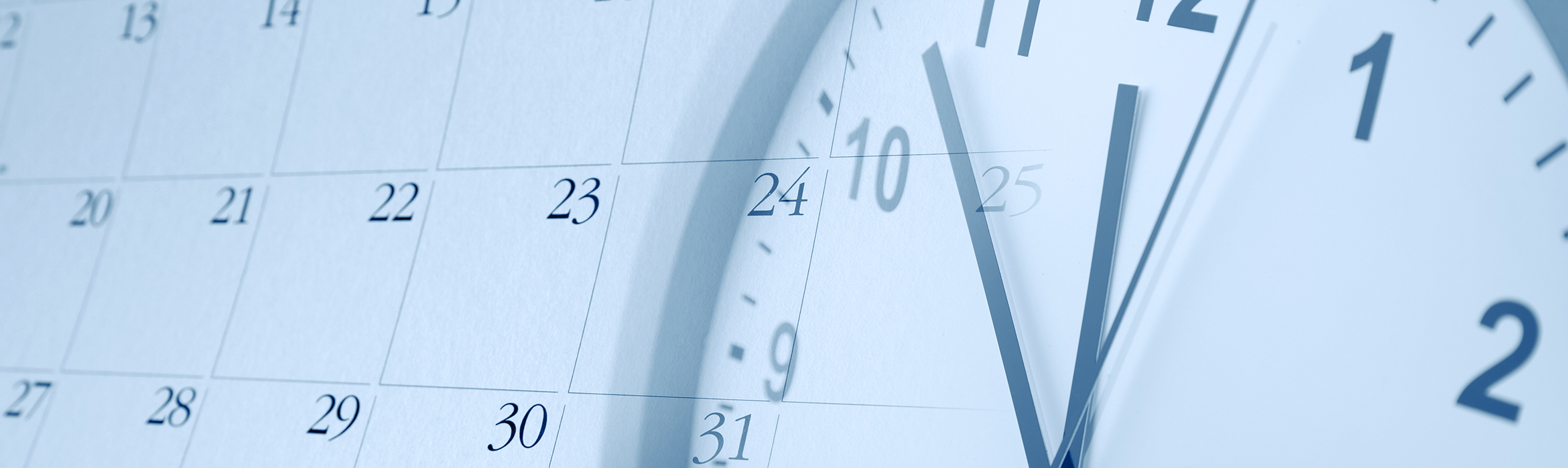 La imagen muestra un calendario y la imagen de un reloj superpuesta
